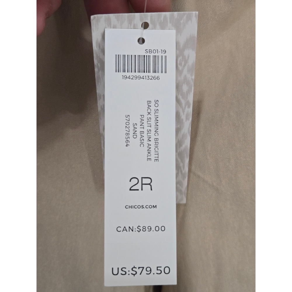 Chicos So Slimming Brigitte Slim Leg Ankle Pants Sand Tan 2R US - Picture 4 of 6